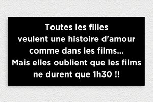 Panneau humour couple - Panneau histoire d'amour comme les films - 300 x 150 mm - PVC - custom - none - humour-couple-025-4