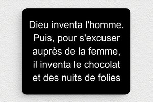 Panneau humour homme femme - Plaque dieu inventa l'homme - 100 x 80 mm - PVC - custom - none - humour-couple-030-4