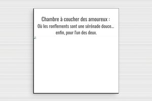 Panneau humour couple - Plaque chambre à coucher des amoureux - 150 x 150 mm - PVC - custom - glue - humour-couple-035-4