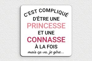 Panneau humour connasse - Princesse et connasse - Plaque humoristique - PVC - 150 x 150 mm - 150 x 150 mm - PVC - custom - none - humour-couple-038-4