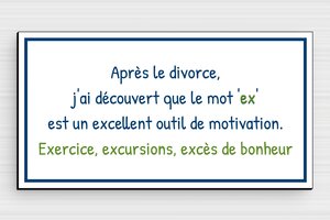 Panneau humour divorce - Plaque après le divorce - 150 x 80 mm - PVC - custom - glue - humour-couple-053-4