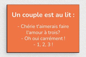 Blague humour couple au lit - Panneau couple au lit - 150 x 100 mm - PVC - custom - none - humour-couple-054-4