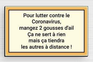 Panneaux de signalisation humoristiques - Plaque humoristique - Pour lutter contre le coronavirus - PVC - 100 x 60 mm - 100 x 60 mm - PVC - custom - glue - humour-covid-001-3