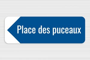 Panneaux de signalisation humoristiques - Place des puceaux - Plaque de direction humoristique - PVC - 600 x 200 mm - 600 x 200 mm - PVC - bleu-blanc - none - humour-direction-001-3