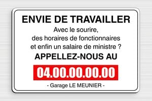 Panneau humour fonctionnaire - Affiche d'emploi - Plaque humoristique - PVC - 210 x 140 mm - 210 x 140 mm - PVC - custom - glue - humour-fonctionnaire-001-1