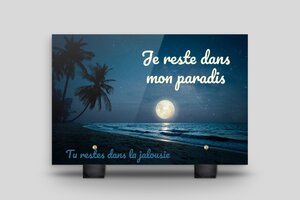 Panneaux de signalisation humoristiques - Plaque funéraire humoristique - Je reste dans mon paradis - Plexiglass 8mm - Pieds noirs - 210 x 140 mm - 210 x 140 mm - Plexiglass 8mm - custom - feet - humour-funeraire-003-3