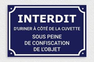 Panneau interdiction humour - Panneau interdit d'uriner à côté de la cuvette - 300 x 200 mm - PVC - bleu-marine-blanc - screws - humour-interdiction-uriner-004-3