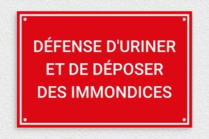 Panneau interdiction humour - Plaque défense d'uriner et de déposer des immondices - 300 x 200 mm - PVC - rouge-blanc - screws - humour-interdiction-uriner-007-3