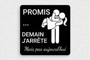 Panneau interdit de baiser - Plaque baiser humoristique - 150 x 150 mm - PVC - noir-blanc - glue - humour-interdit-baiser-002-1