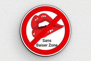 Panneau interdiction humour - Plaque sans baiser zone - 50 x 50 mm - PVC - custom - glue - humour-interdit-baiser-002-3