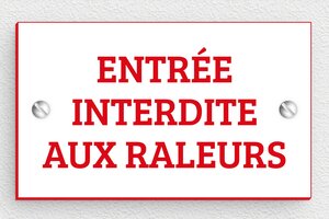 Panneau interdiction humour - Plaque entrée interdite aux raleurs - 100 x 60 mm - PVC - blanc-rouge - screws - humour-interdit-entrer-003-3