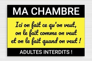 Panneau interdiction humour - Plaque de chambre humoristique - 300 x 200 mm - PVC - custom - glue - humour-interdit-entrer-007-3