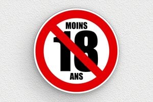 Panneau interdiction humour - Plaque ronde interdit aux moins de 18 ans - 200 x 200 mm - PVC - custom - glue - humour-interdit-moins-18ans-003-3