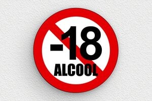 Panneau humour alcool - Plaque ronde alcool interdit aux moins de 18 ans - 100 x 100 mm - PVC - custom - glue - humour-interdit-moins-18ans-004-3