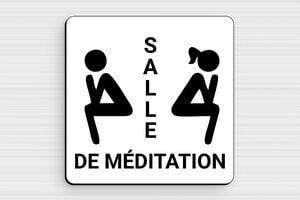 Cuvette toilettes humour - Plaque de toilettes humoristique - PVC - 100 x 100 mm - Salle de méditation - 100 x 100 mm - PVC - blanc-noir - glue - humour-maison-002-1