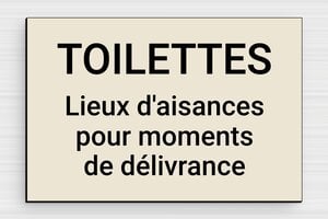 Citation toilette WC humour - Plaque toilettes - Lieux d'aisances pour moments de délivrance - PVC - 150 x 100 mm - 150 x 100 mm - PVC - ecru-noir - glue - humour-maison-011-4