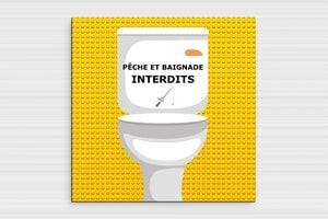 Panneaux de signalisation humoristiques - Plaque toilettes - Pêche et baignade interdits - PVC - 200 x 200 mm - 200 x 200 mm - PVC - custom - glue - humour-maison-016-4