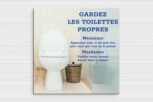 Citation toilette WC humour - Gardez les toilettes propres - Plaque humoristique - 200 x 200 mm - PVC - 200 x 200 mm - PVC - custom - glue - humour-maison-020-4