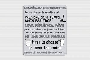 Citation toilette WC humour - Les règles des toilettes - Panneau humoristique - 300 x 350 mm - PVC - 300 x 350 mm - PVC - custom - glue - humour-maison-024-4