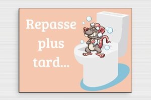 Plaque de porte humour - Repasse plus tard - Plaque de toilettes humoristique - PVC - 200 x 150 mm - 200 x 150 mm - PVC - custom - glue - humour-maison-039-4