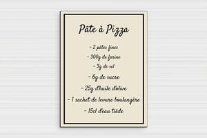 Plaque humour cuisine - Recette de Pâte à Pizza - Plaque humour cuisine - PVC - 150 x 200 mm - 150 x 200 mm - PVC - ecru-noir - glue - humour-maison-090-1