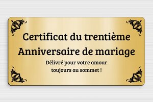 Panneau humour couple - Panneau anniversaire de mariage - 300 x 150 mm - PVC - or-brosse-noir - glue - humour-mariage-anniversaire-003-3