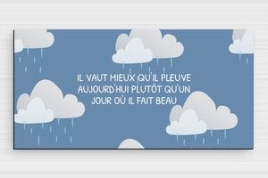 Panneau humour pluie - Plaque humoristique - La pluie - PVC - 200 x 100 mm - 200 x 100 mm - PVC - gris-noir - glue - humour-pluie-002-3