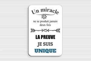 Plaque humour et citations - Plaque humour un miracle - 140 x 210 mm - PVC - custom - glue - humour-texte-002-3
