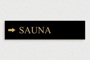 Segnaletica per hotel e alberghi - Cartello direzionale per la sauna - undefined - noir-or - glue - it-area-turismo-hotel-freccia-009-3-1747209068773