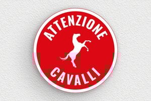 Targhe personalizzate per cavalli - PVC - undefined - rouge-blanc - glue - it-attenzione-cavalli-cartello-001-3-1747210062565
