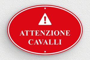 Targhe personalizzate per cavalli - PVC - undefined - rouge-blanc - screws - it-attenzione-cavalli-cartello-001-4-1747210065978