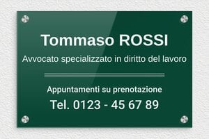 Targhe per studi legali e avvocati - Plexiglass - undefined - vert-blanc - screws-caps - it-cartello-avvocato-001-5-1747211665781