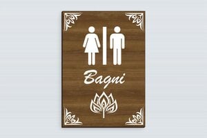 Cartelli per bagno  - Cartello WC - Legno - 150 x 210 mm - undefined - noyer - glue - it-cartello-bagno-004-1-1747214384285