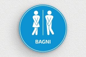 Targhe rotonde - Cartello rotondo per WC in PVC blu cielo - undefined - bleu-ciel-blanc - glue - it-cartello-bagno-004-3-1747214566310