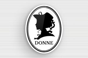 Cartelli per bagno  - Cartello ovale per il bagno delle donne - undefined - blanc-noir - glue - it-cartello-bagno-009-1-1747214375236