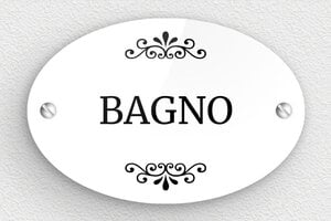 Cartelli per bagno  - Cartello WC - Plexiglass - Ovale - 105 x 70 mm - undefined - blanc-noir - screws - it-cartello-bagno-011-1-1747214345397