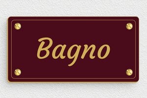 Cartelli per bagno  - Cartello WC - PVC - Bordeaux - 120 x 60 mm - undefined - bordeau-or - screws - it-cartello-bagno-015-1-1747214443683