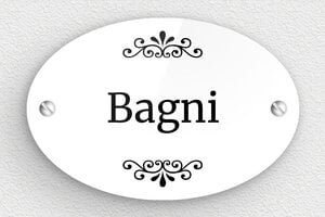 Cartelli per bagno  - Cartello WC - Plexiglass - Ovale - 105 x 70 mm - undefined - blanc-noir - screws - it-cartello-bagno-016-1-1747214242329