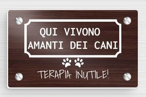 Targhe  personalizzate per cani - Cartello 'Attenzione, cani liberi' - undefined - noyer-blanc - screws - it-cartello-cane-004-2-1747215138165