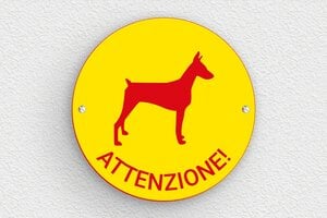 Targhe rotonde - Cartello 'Attenzione al cane' - undefined - jaune-rouge - screws - it-cartello-cane-039-2-1747213296970