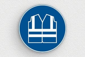 Segnaletica di sicurezza sul lavoro - Cartello rotondo: Obbligo di indossare il giubbotto di sicurezza - undefined - bleu-blanc - glue - it-cartello-cantiere-003-3-1747296939964