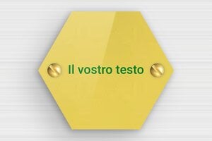 Targhe esagonali - Plexiglass - undefined - or-clair-vert - screws - it-cartello-esagonale-001-5-1747275891343