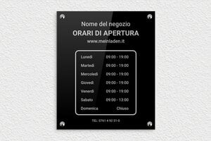 Cartelli orari negozio  - Plexiglass - undefined - noir-argent - screws-caps - it-cartello-orario-apertura-negozio-003-1-1747209813327
