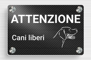 Targhette per cancello - Cartello 'Attenzione, cane mordace' - undefined - carbon-blanc - screws-spacer - it-cartello-porta-040-1-1747213339640