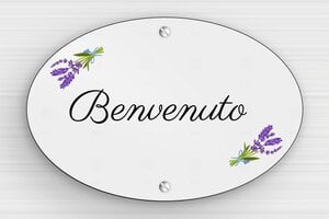 Cartelloni di benvenuto  - Cartello ovale 'Benvenuto' - undefined - gris-noir - screws - it-cartello-porta-benvenuto-003-2-1747214032817