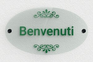 Targhette per porta in plexiglas trasparente - Cartello di benvenuto ovale - undefined - vert - screws-caps - it-cartello-porta-plexi-trans-003-3-1747278268178