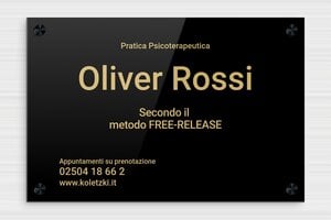 Targhe per ufficio personalizzate - Plexiglass - undefined - noir-or - screws-caps - it-cartello-pratica-psicoanalitica-002-4-1747217226598