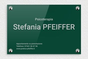 Targhe professionali per psicologi - Plexiglass - undefined - vert-argent - screws-caps - it-cartello-pratica-psicologica-005-1-1747217399975