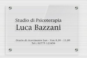 Targhe professionali per psicologi - Plexiglass trasparente - undefined - transparent - screws-spacer - it-cartello-pratica-psicoterapia-002-5-1747217237628