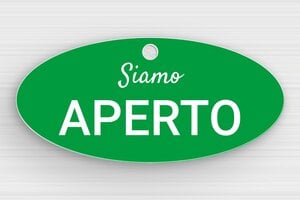 Cartelli orari negozio  - Cartello Ovale 'Aperto' - undefined - vert-blanc - holes-only - it-insegna-aperta-azienda-004-3-1747209865540